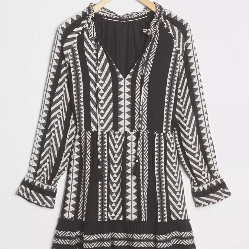 Anthropologie : Maeve Dominique Tunic Dress Black Jacquard (Size: XL) - Picture 2 of 6